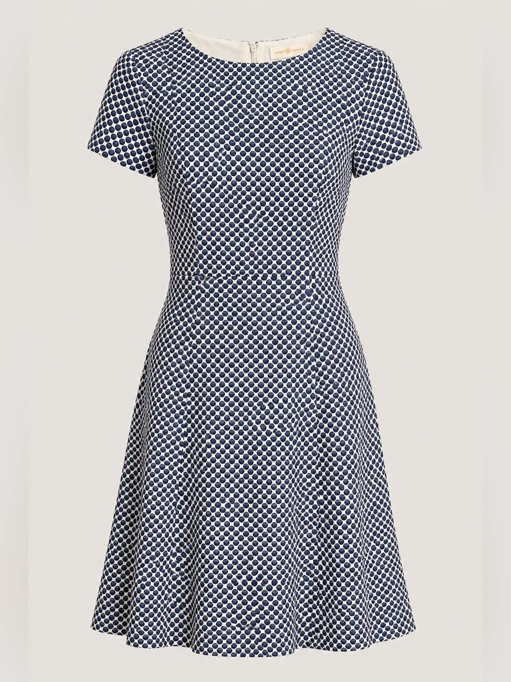 Tory Burch Shania Dress Blue Polka Dot Sz 4 A-Line Work Interview Designer